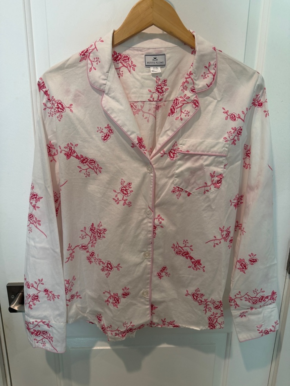 Petite Plume Pink Floral Cotton Pajama Top